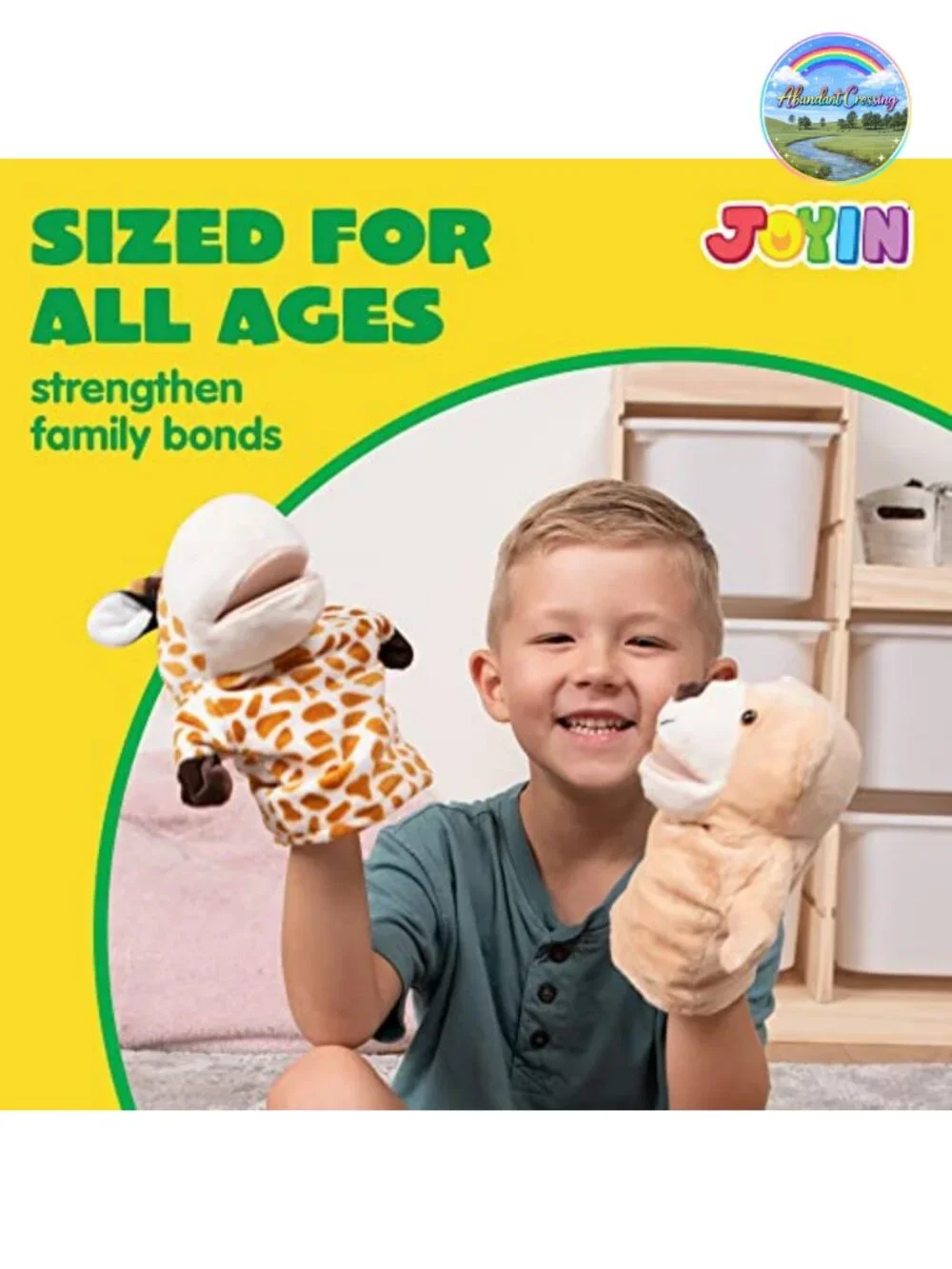 6Pc Animal Hand Puppets Set Plush Toy Working Mouth Kids Theater